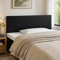 LED Headboard 100cm Black Faux Leather Bed Modern Bedroom Adjustable Height