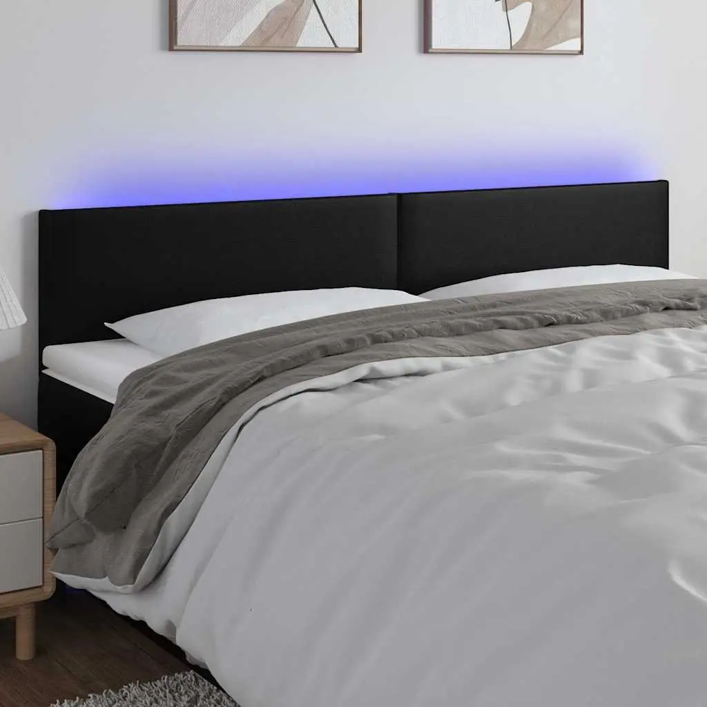 LED Headboard Black Faux Leather 200cm Adjustable Height Modern Bedroom Furniture