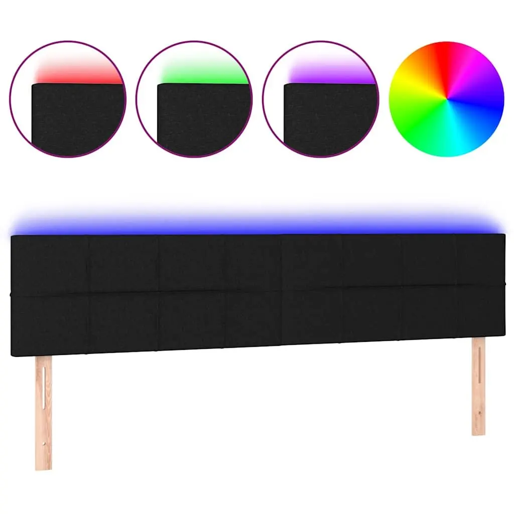 LED Headboard Fabric 160cm Black Adjustable Height Backrest Lighting