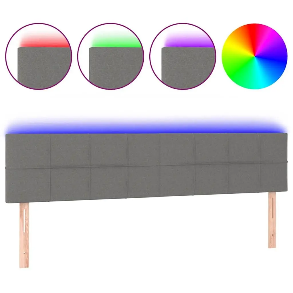 LED Headboard Fabric 200cm Grey Modern Bedroom Wall Mount Adjustable Height