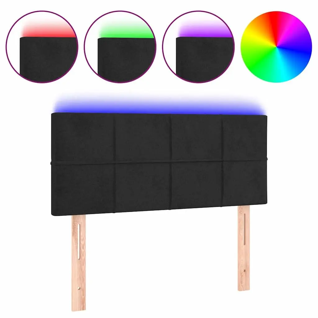 LED Headboard Velvet 100cm Black Adjustable with Colorful Lights