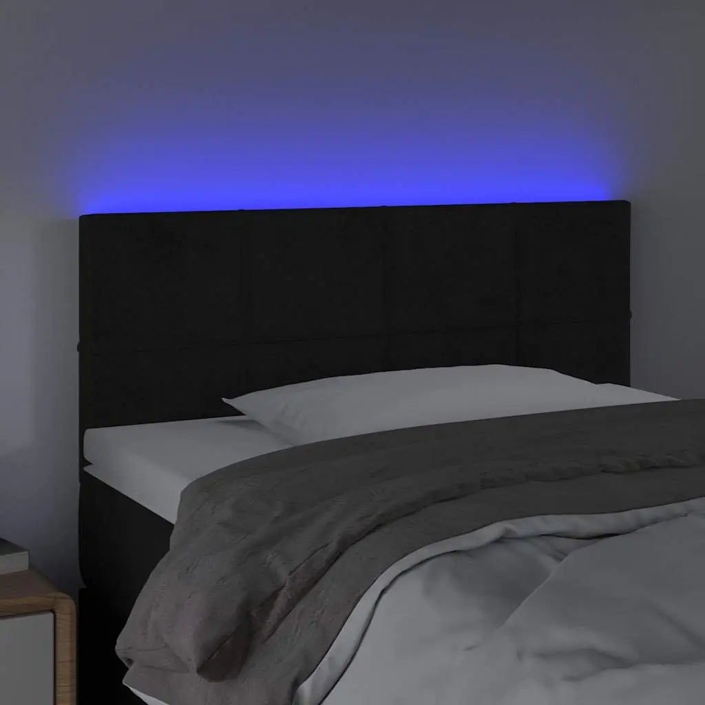 LED Headboard Velvet 100cm Black Adjustable with Colorful Lights