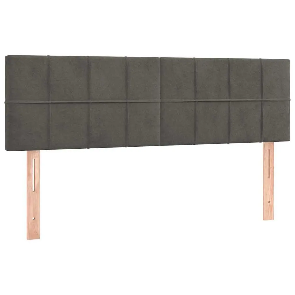 Velvet LED Headboard Adjustable Height 144cm Dark Grey Bed Support for Modern Bedroom