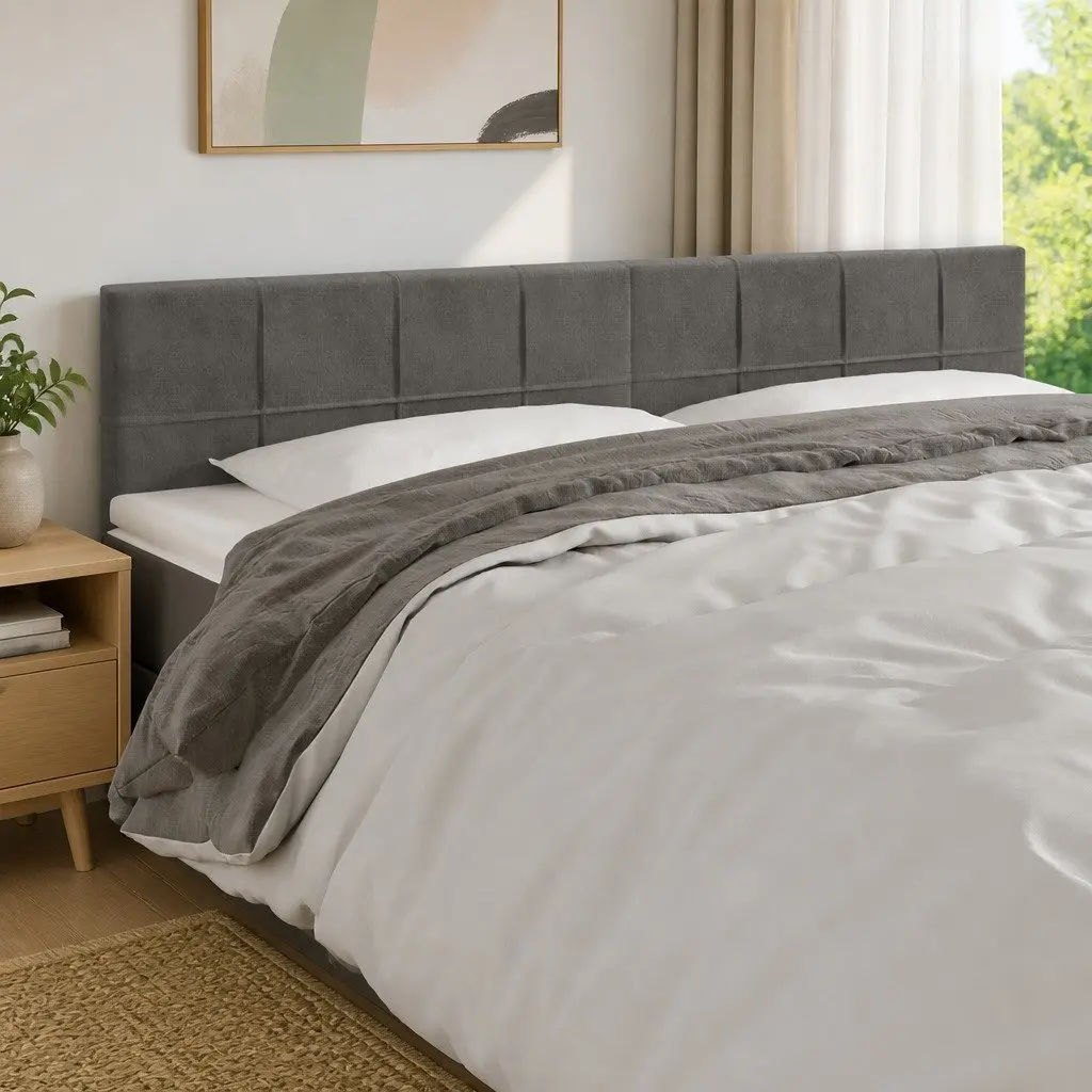 LED Headboard Velvet 160cm Dark Grey Adjustable Height