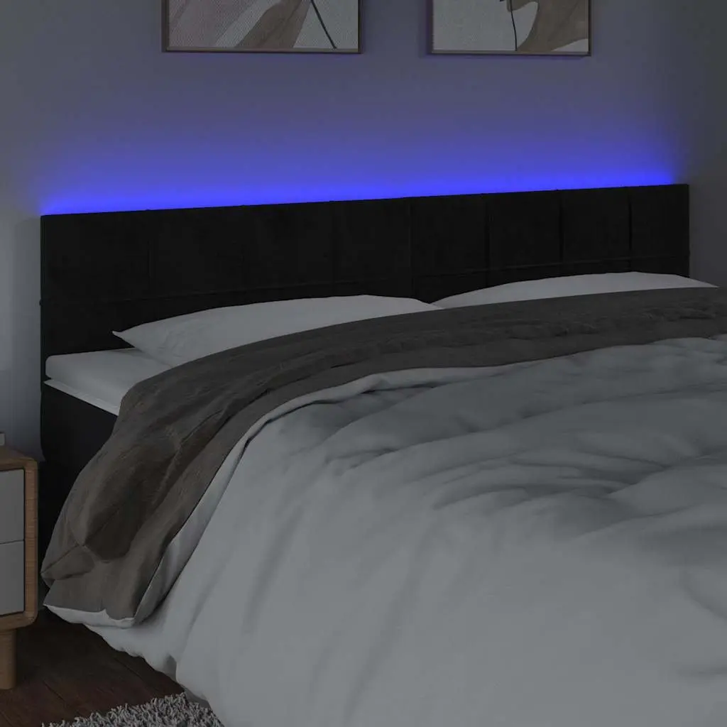 LED Headboard Modern Upholstered Black Velvet 160cm Bed Back Support with Adjustable Colorful Lighting