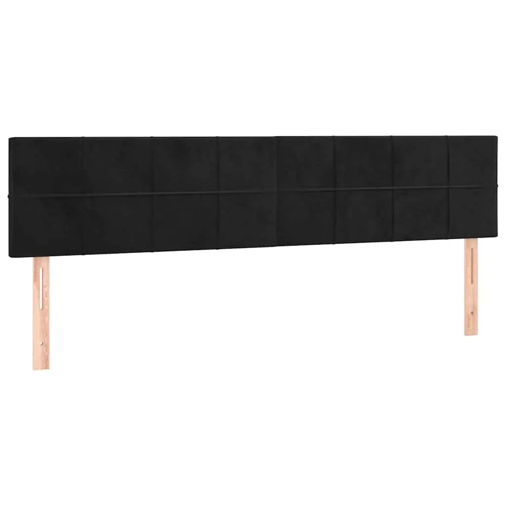 Black Velvet Upholstered LED Headboard 200cm Adjustable Height Modern Bedroom Accent