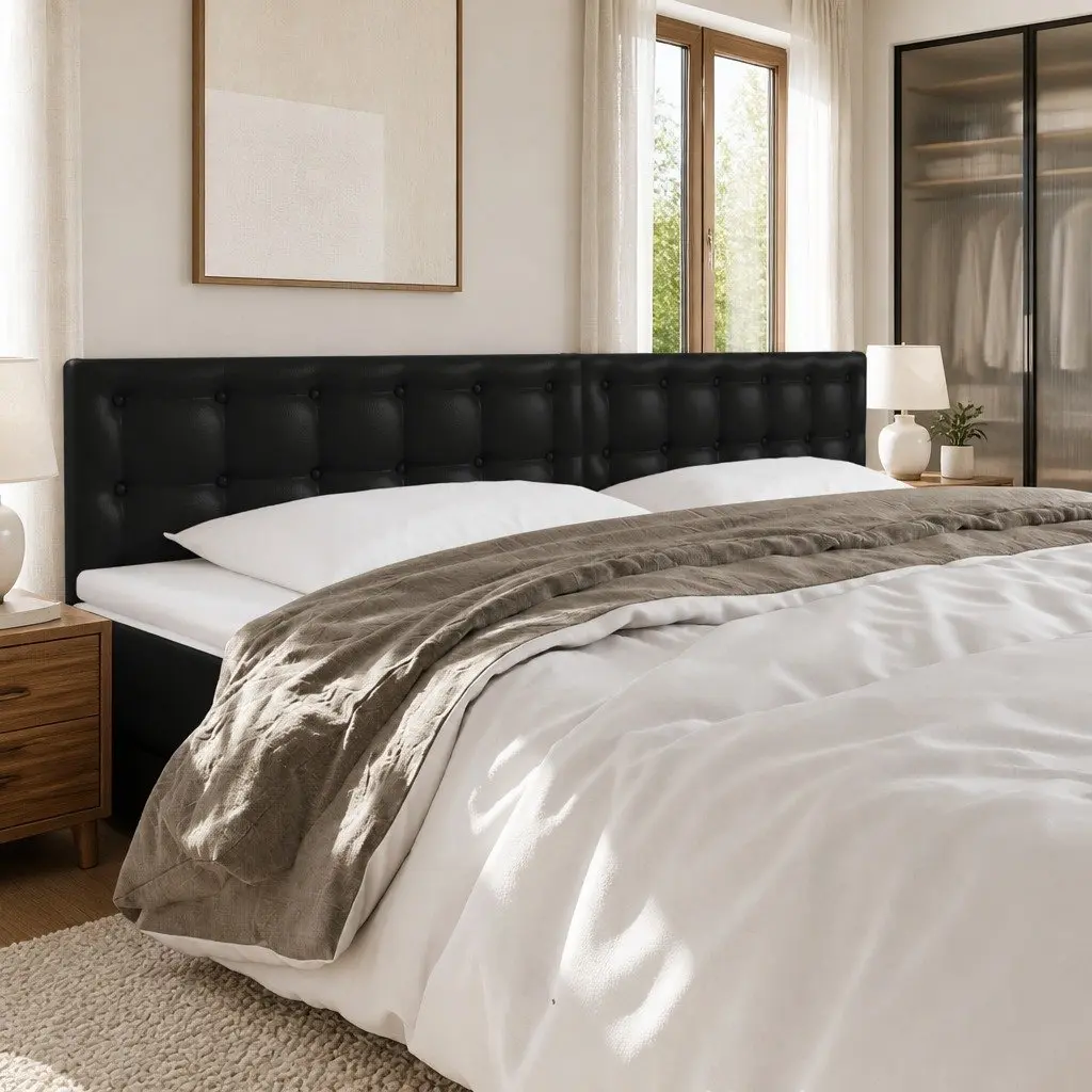 LED Headboard Faux Leather 160cm Black Modern Bedroom Decor