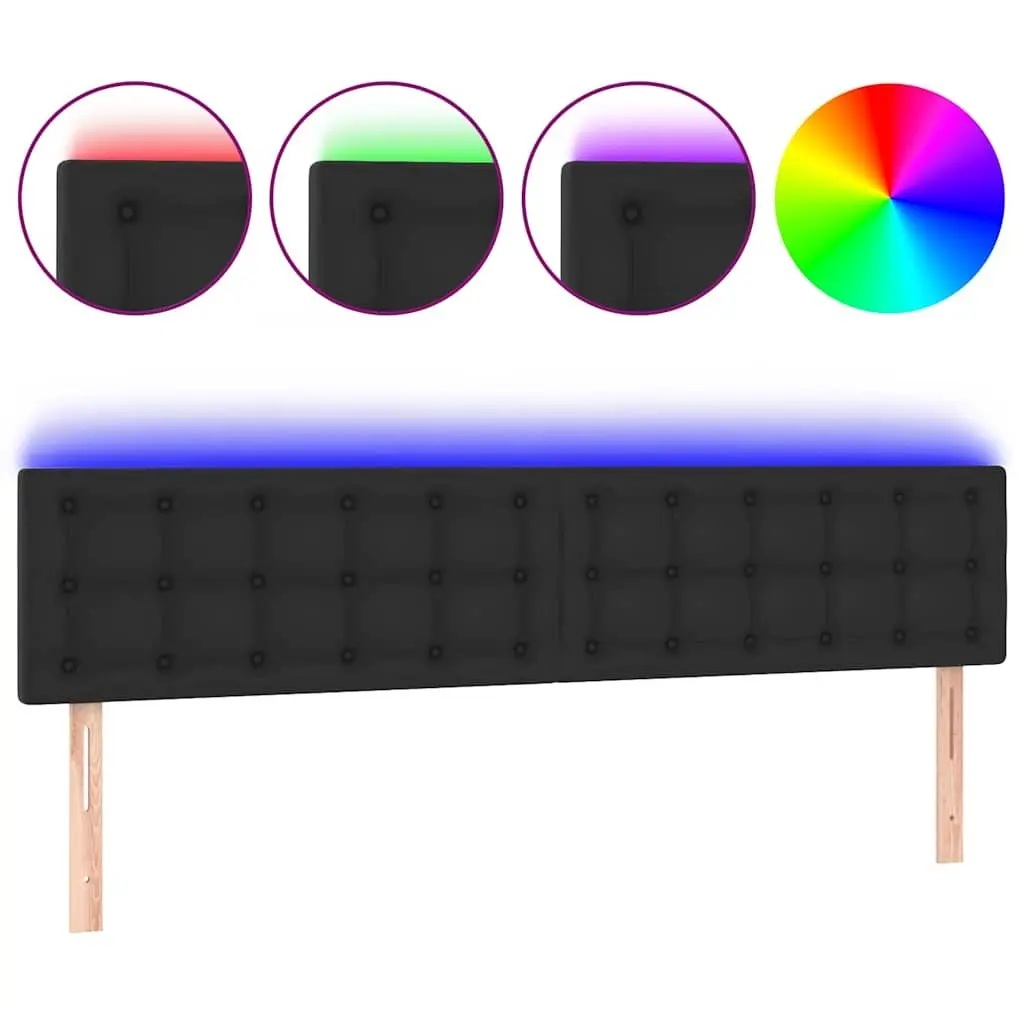LED Headboard Faux Leather 160cm Black Modern Bedroom Decor