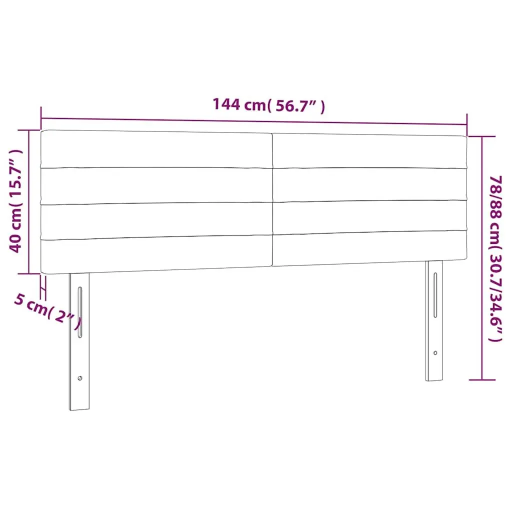 LED Headboard Adjustable Height Dark Grey Fabric 144cm with Colourful Ambient Lighting