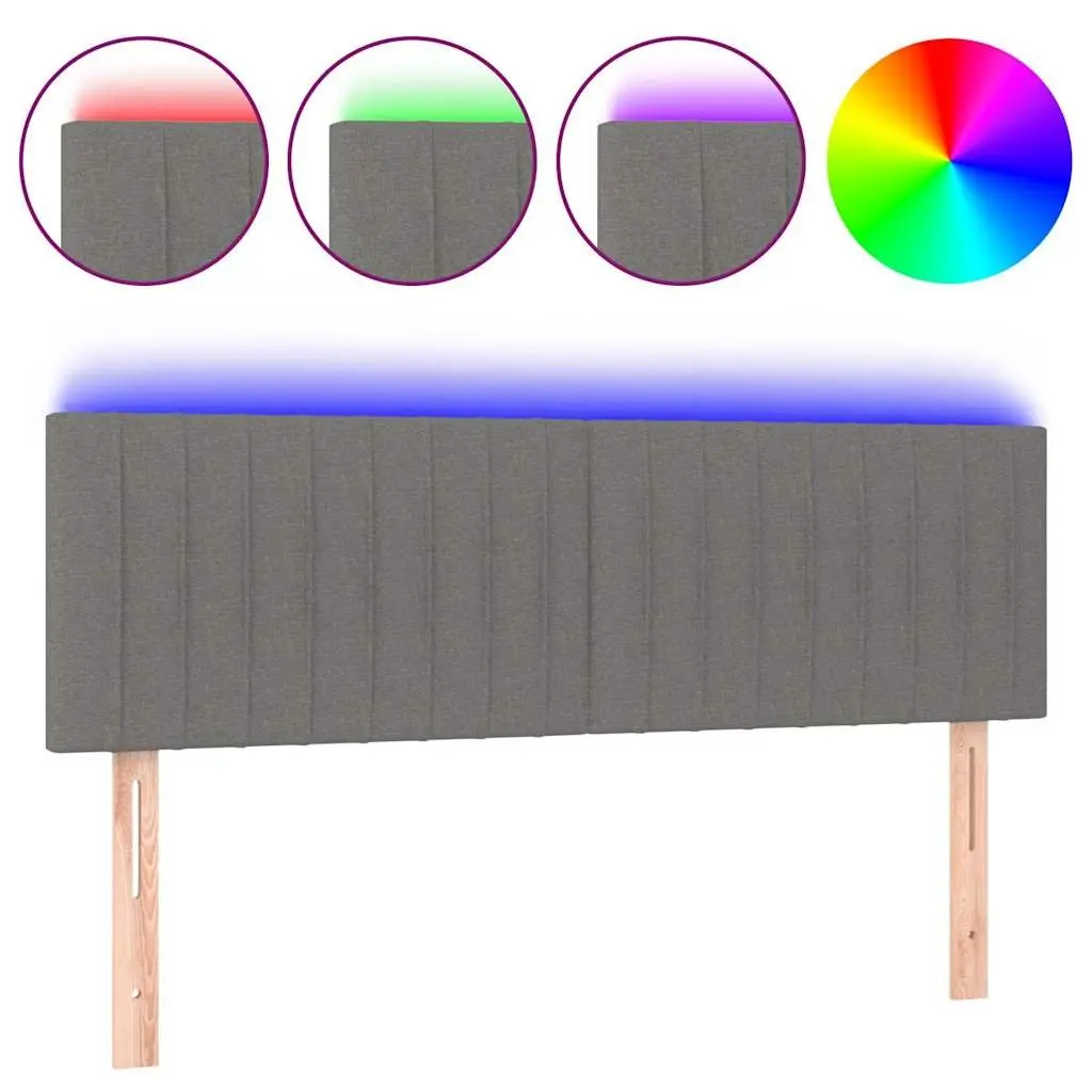 LED Headboard 144cm Dark Grey Fabric Bed Head Modern Bedroom Backrest Support