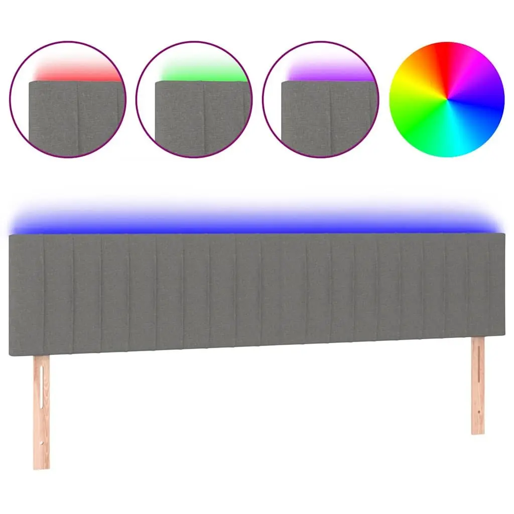 LED Headboard 200 cm Grey Fabric Bedroom Wall Mount Modern Design Adjustable