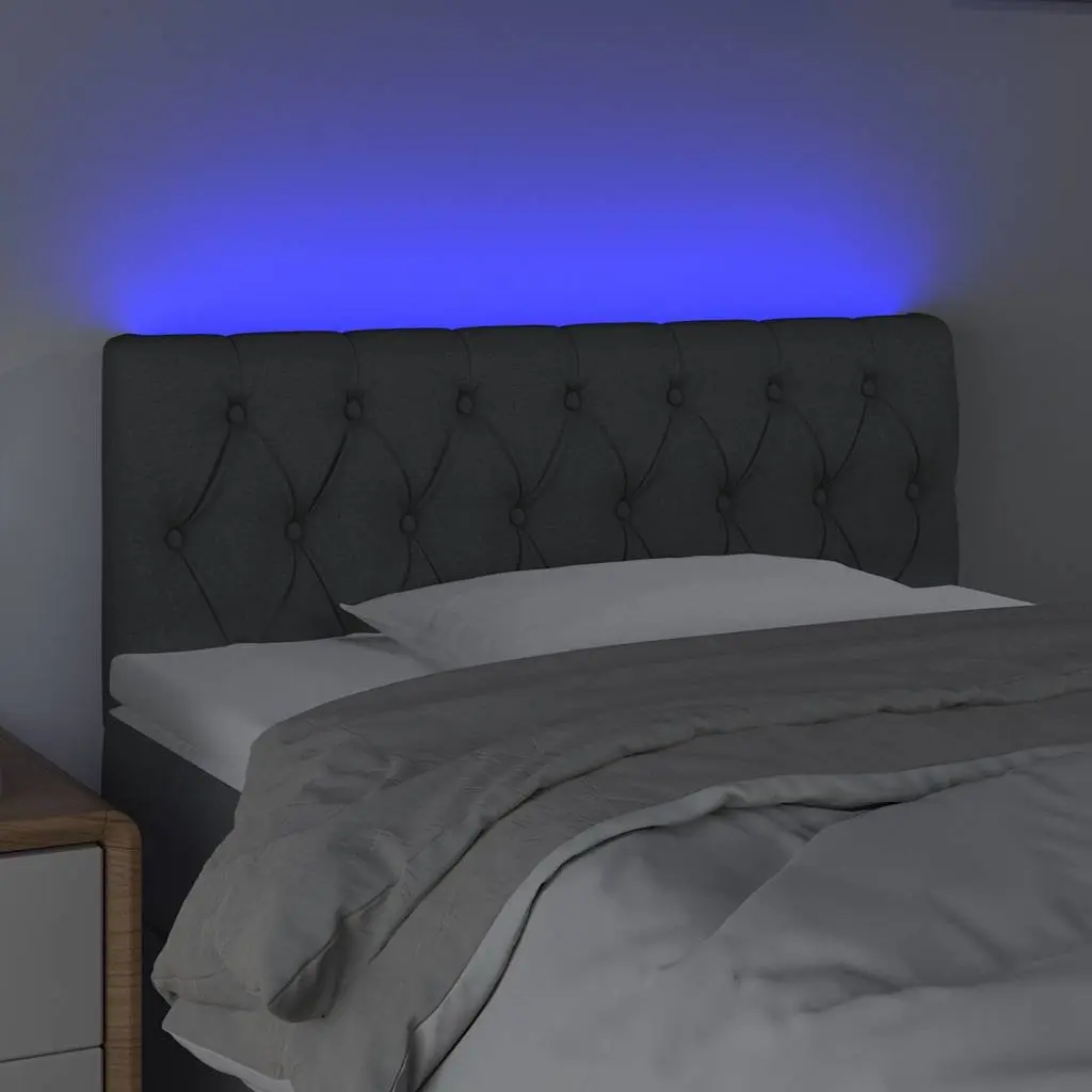 LED Headboard 100cm Dark Grey Fabric Adjustable Height Modern Bedroom