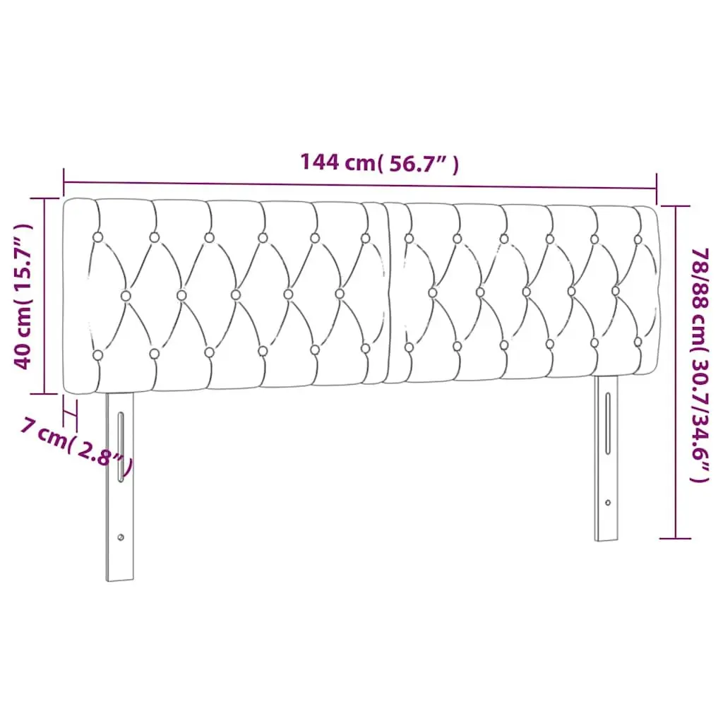 LED Headboard 144 cm Grey Fabric Adjustable Height Modern Bedroom Bed Frame