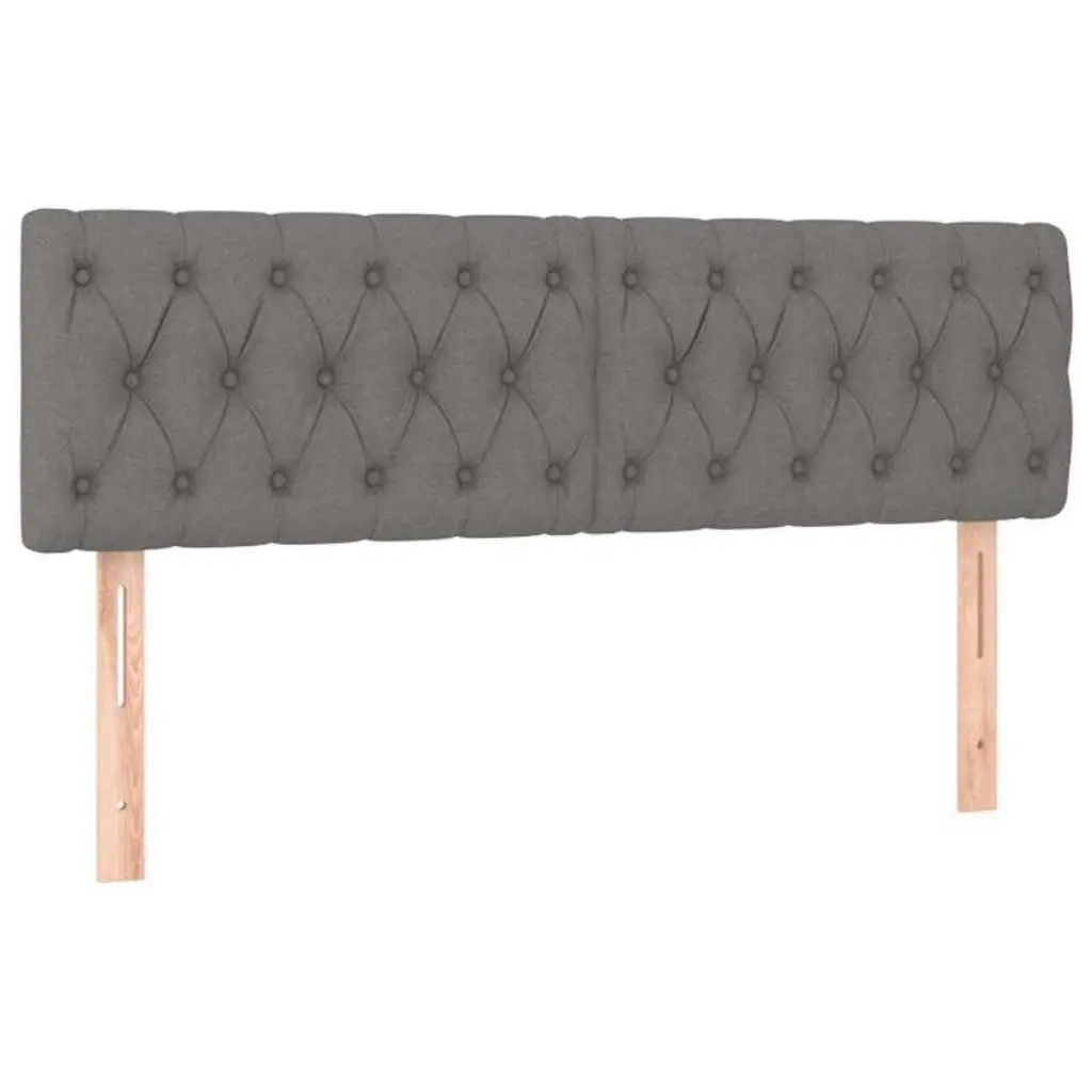 LED Headboard 144 cm Grey Fabric Adjustable Height Modern Bedroom Bed Frame