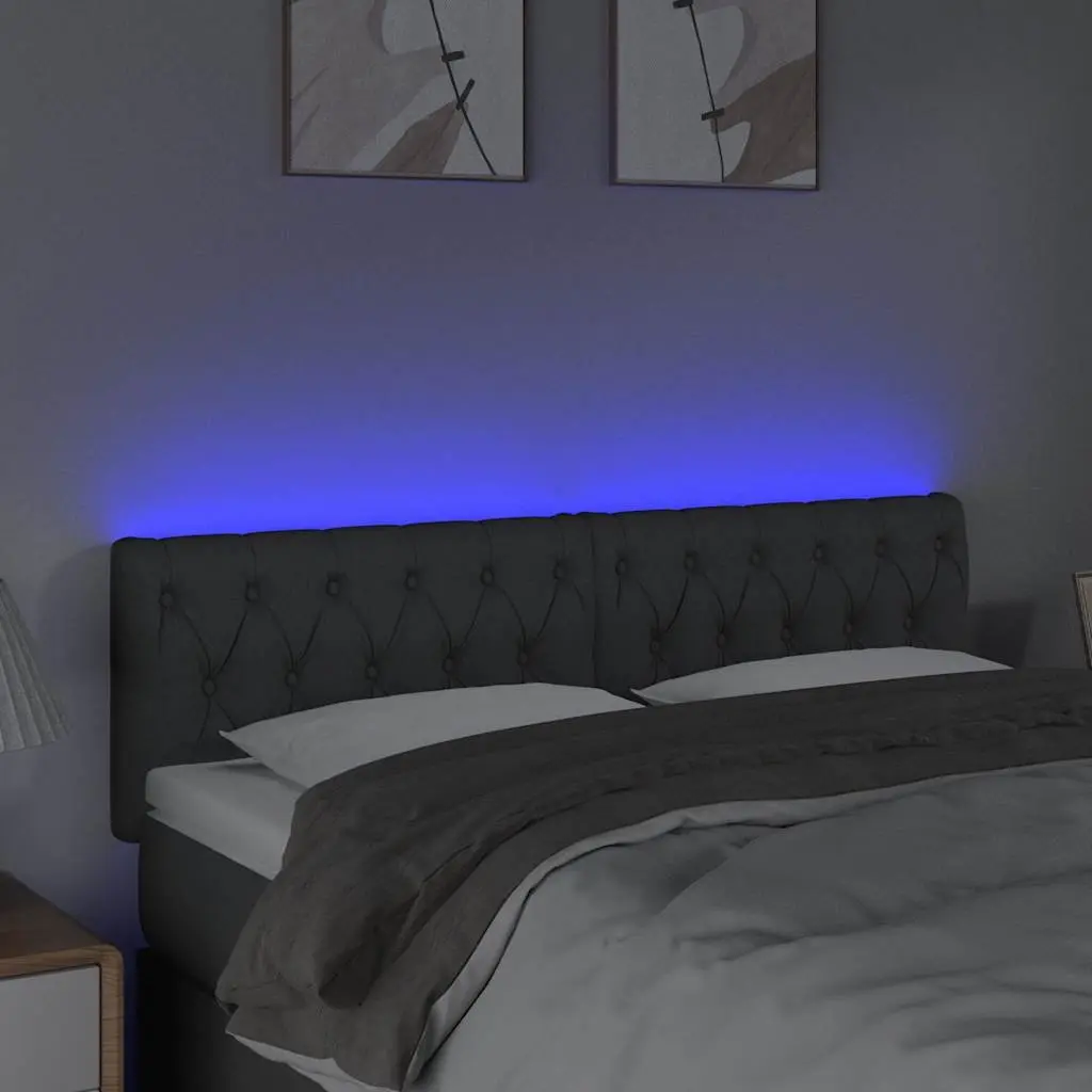 LED Headboard Fabric 160 cm Grey Adjustable Height Back Support