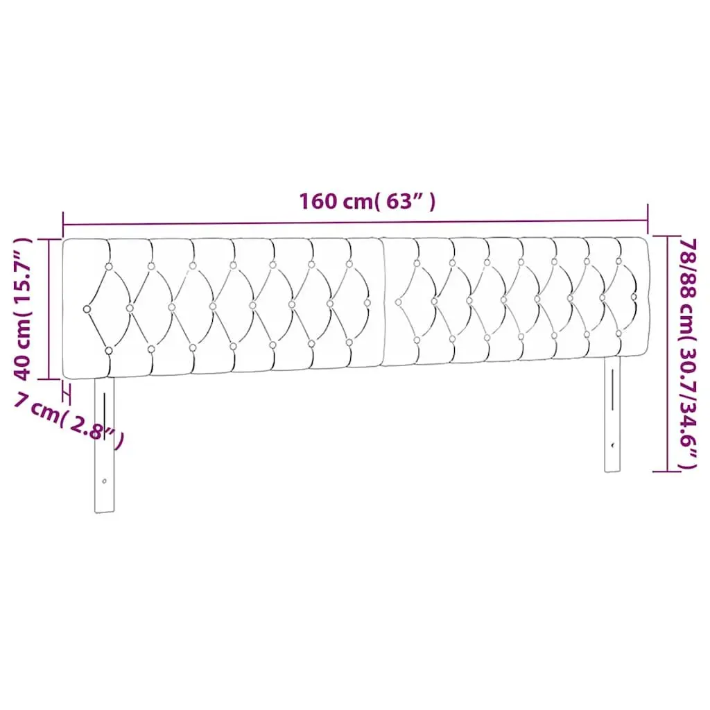 LED Headboard 160 cm Black Fabric Bed Head with Adjustable Height Colourful