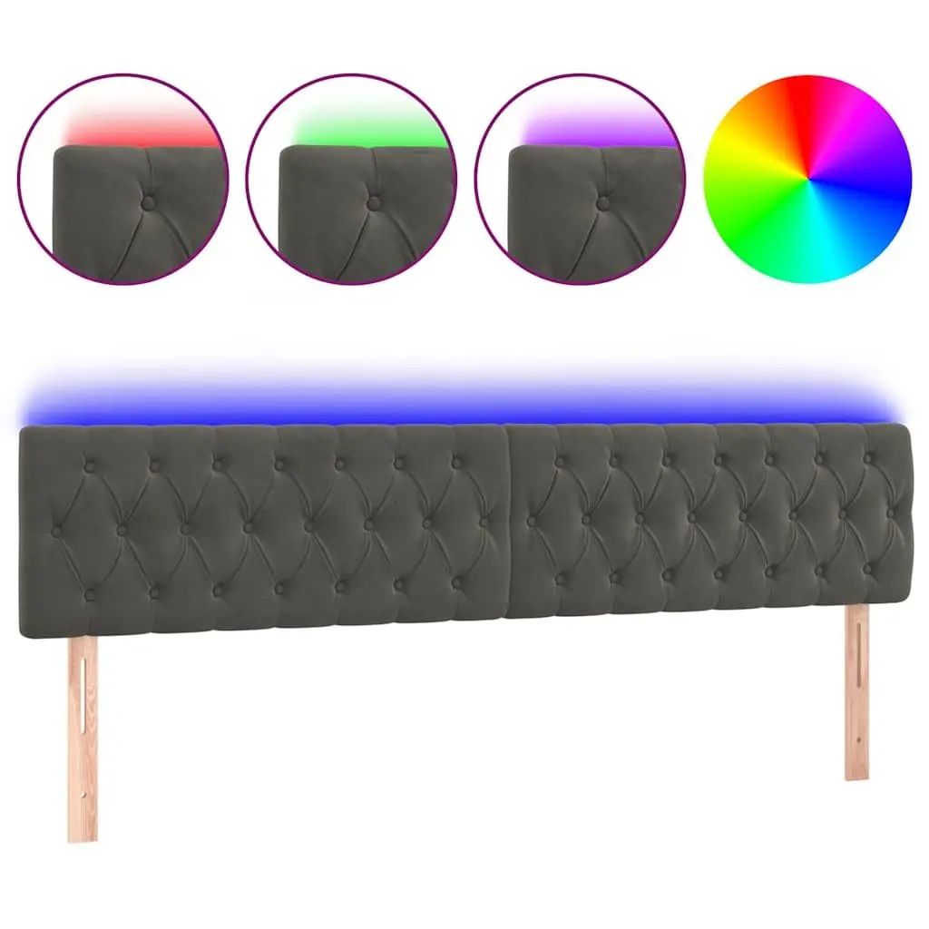 LED Headboard 200 cm in Grey Velvet