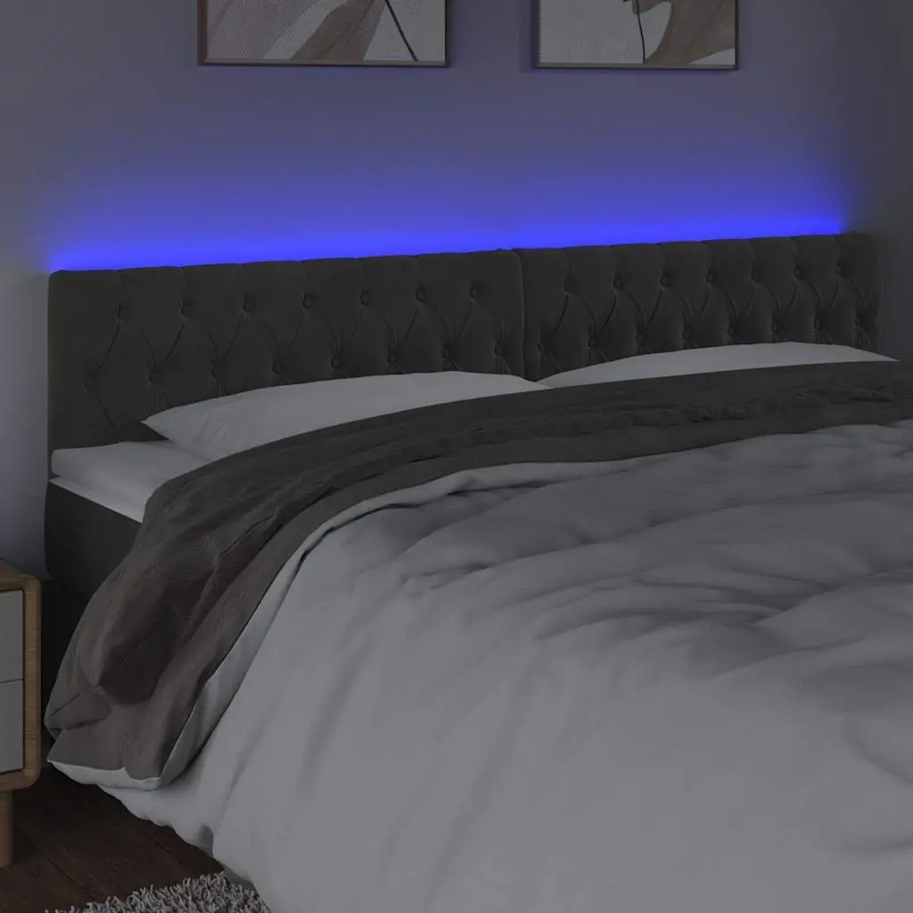 LED Headboard 200 cm in Grey Velvet