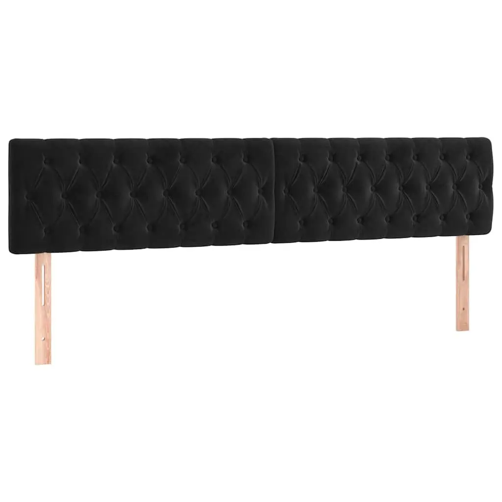 LED Headboard 200 cm Black Velvet Bedroom Wall Mount Modern Adjustable Height