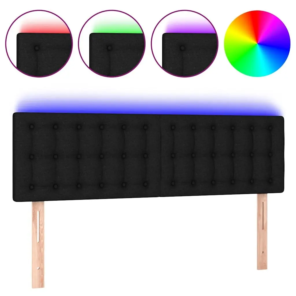 LED Headboard 144 cm Black Fabric Adjustable Height Bedroom Wall Mount