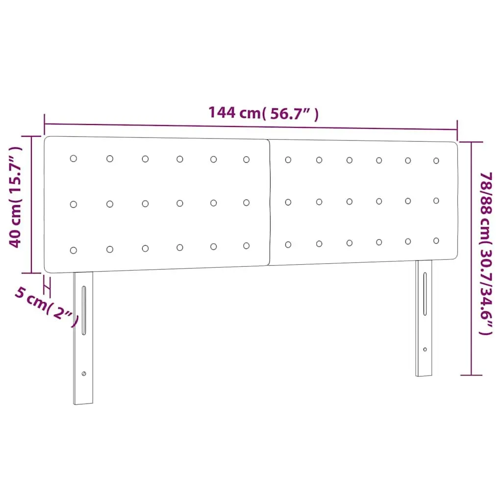 LED Headboard 144 cm Black Fabric Adjustable Height Bedroom Wall Mount