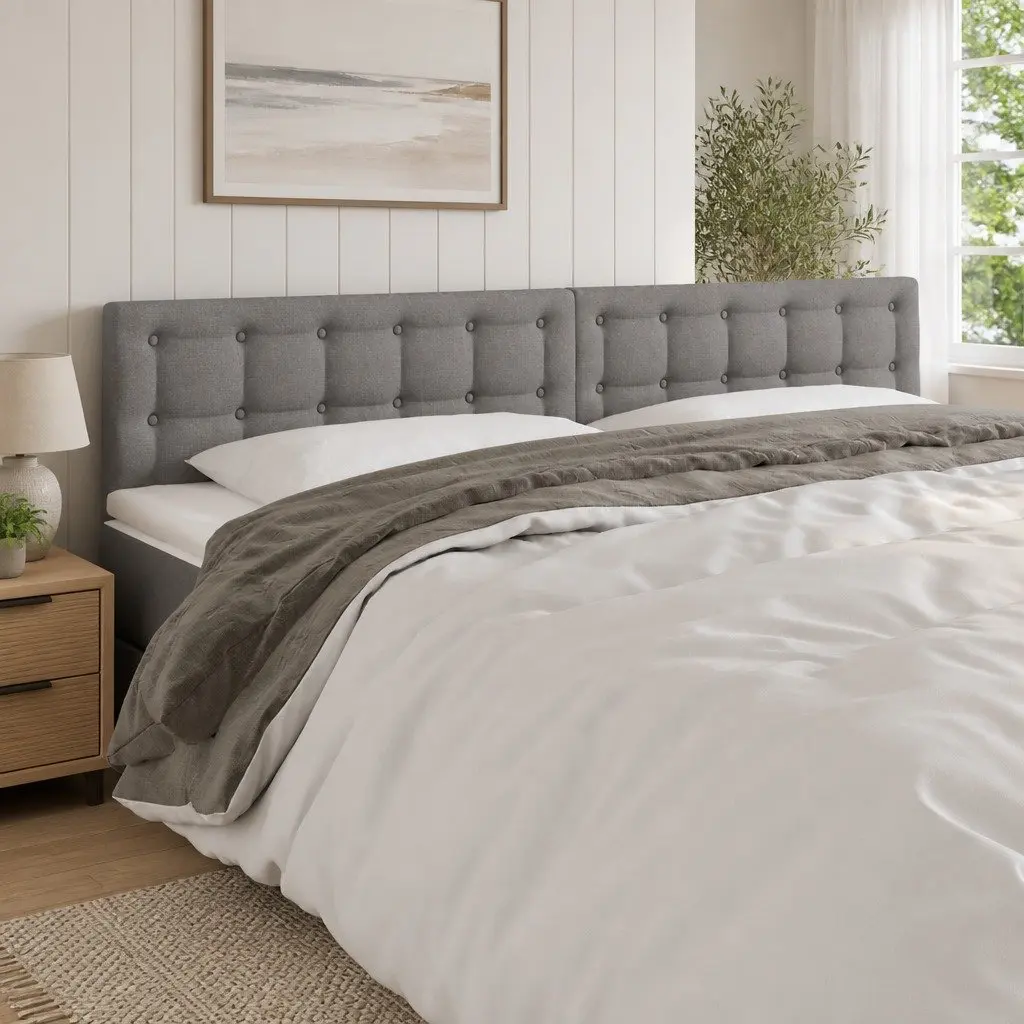 LED Headboard Fabric 160 cm Dark Grey Adjustable Height Modern