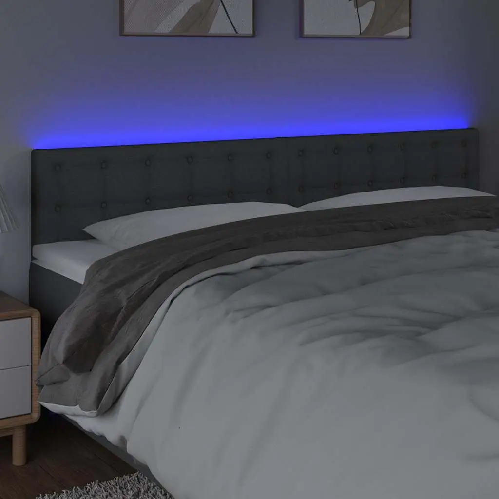 LED Headboard Fabric 160 cm Dark Grey Adjustable Height Modern