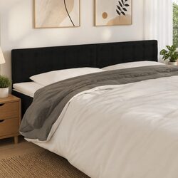 LED Headboard 200 cm Black Fabric Bedroom Wall Mount Adjustable Height Modern