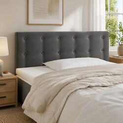 LED Headboard 100cm Dark Grey Velvet Bed Back Support Modern Bedroom Furniture