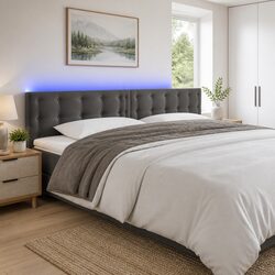 Practical LED Headboard 160cm Dark Grey Velvet