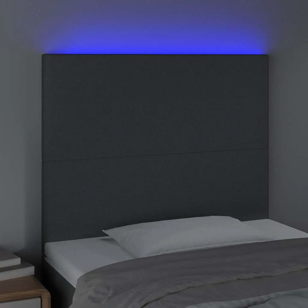 LED Headboard 80cm Dark Grey Fabric Bedroom Bed Head Adjustable Height Colourful