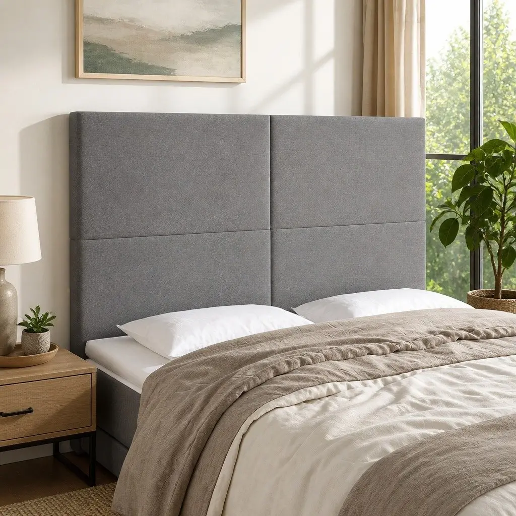LED Headboard Adjustable Height Bedroom Backrest Dark Grey Fabric 144cm
