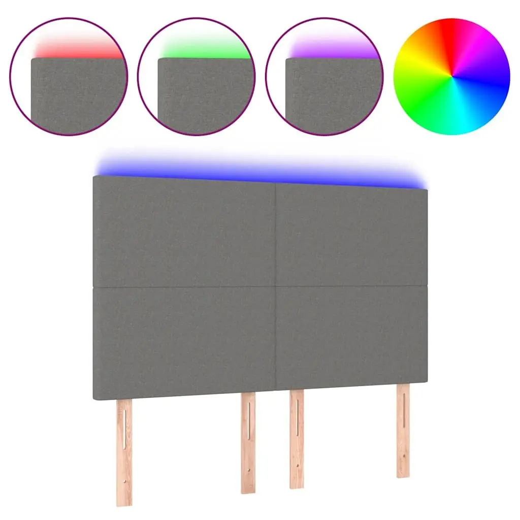 LED Headboard Adjustable Height Bedroom Backrest Dark Grey Fabric 144cm