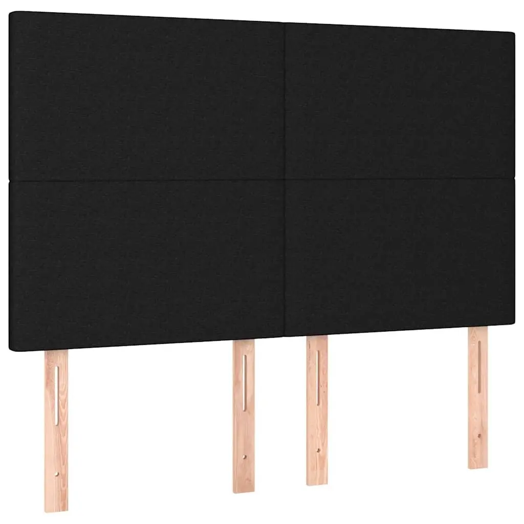 LED Headboard 144cm Black Fabric Bed Upholstered Modern Design Adjustable Height