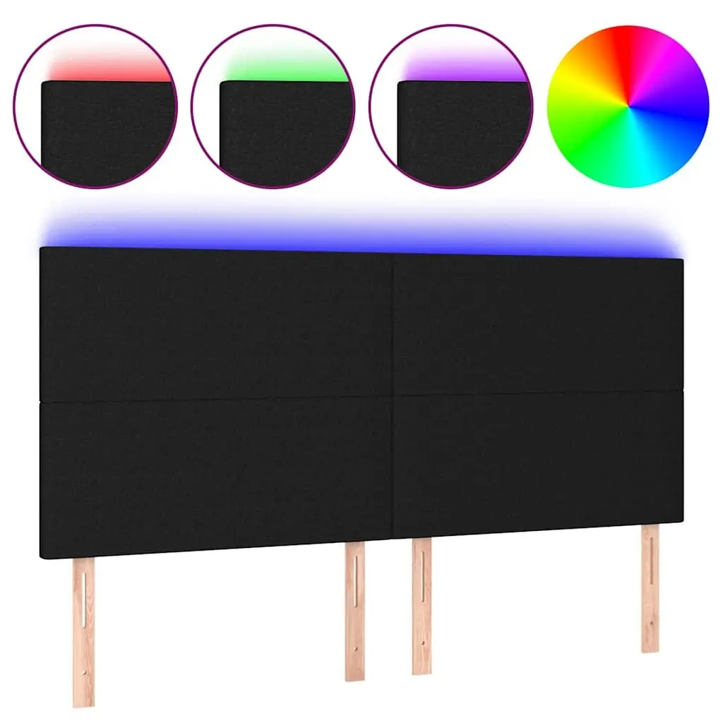 160cm Black Fabric Adjustable Height LED Headboard with Colourful Lighting