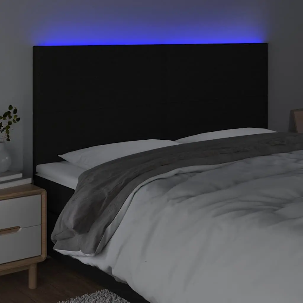 160cm Black Fabric Adjustable Height LED Headboard with Colourful Lighting
