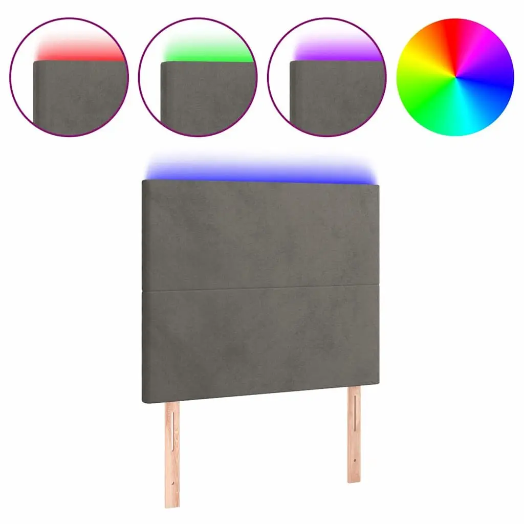 LED Headboard 80 cm Grey Velvet Bed Back Support Modern Bedroom Furniture