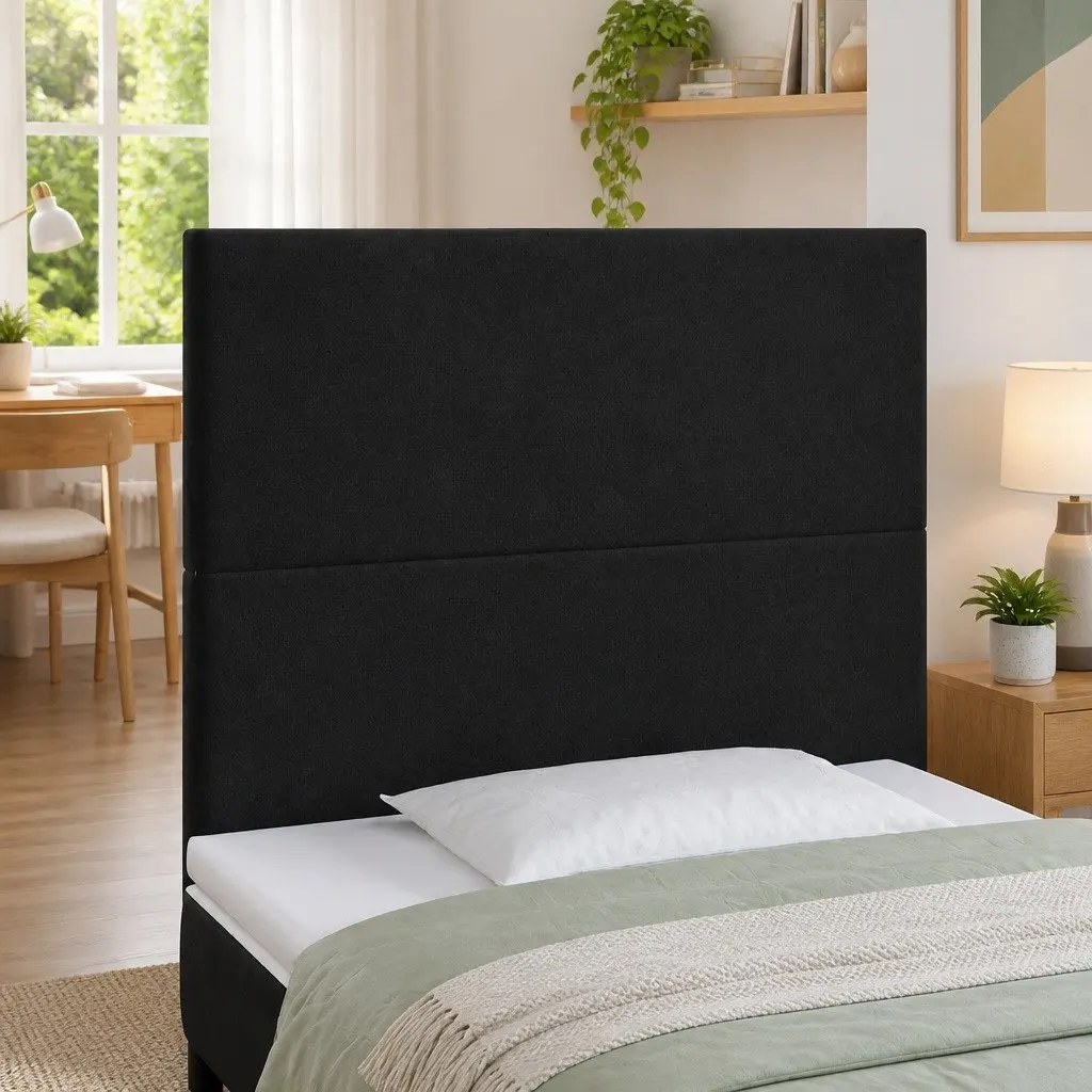 LED Headboard Velvet Upholstered 80cm Black Modern Bedroom