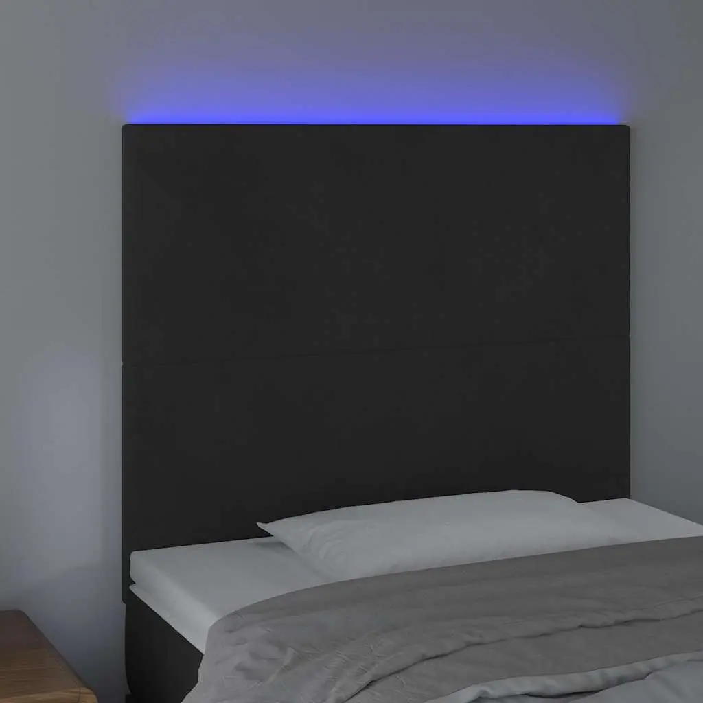 LED Headboard Velvet Upholstered 80cm Black Modern Bedroom