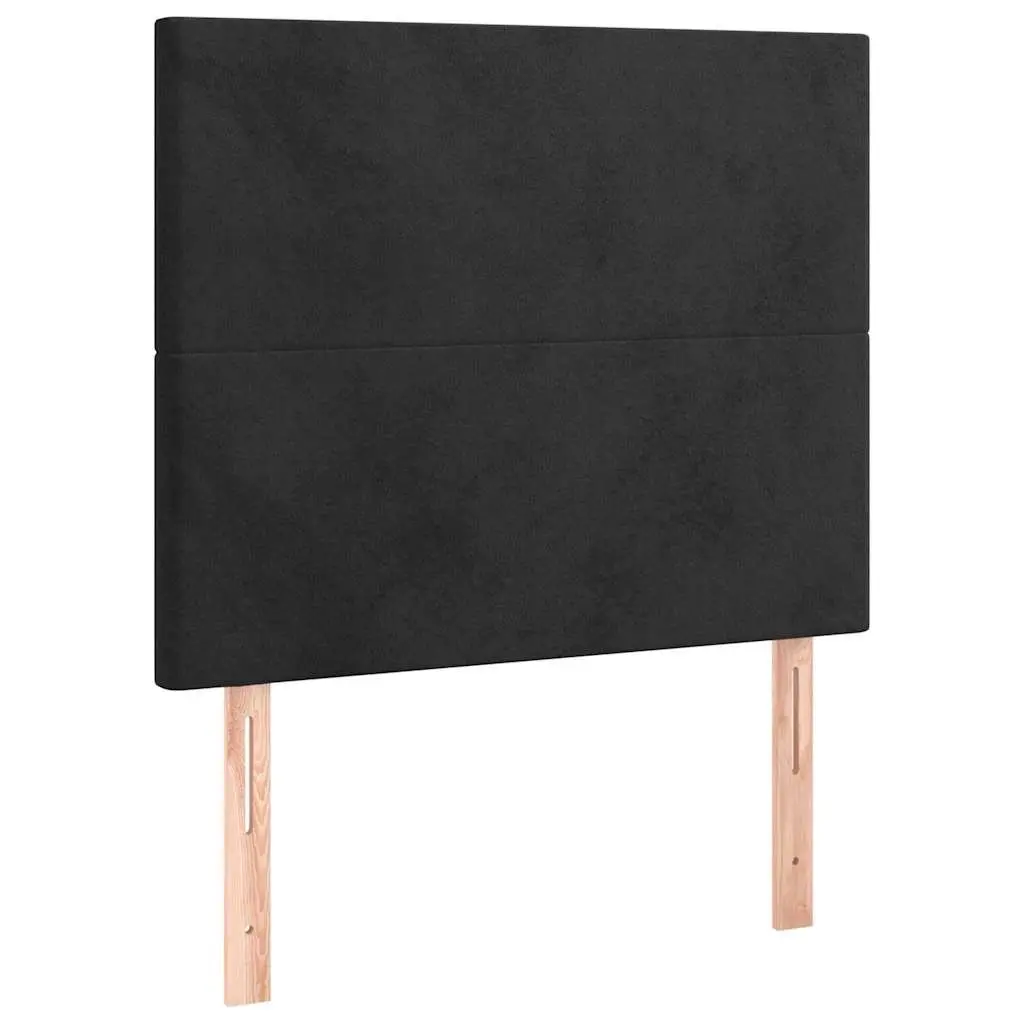 LED Headboard Velvet Upholstered 80cm Black Modern Bedroom