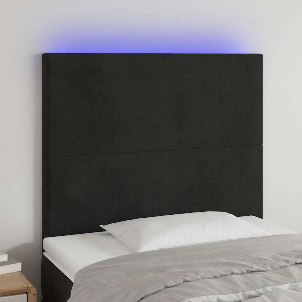 LED Headboard Black 100 cm Velvet Adjustable Height Modern Bedroom Bed Header