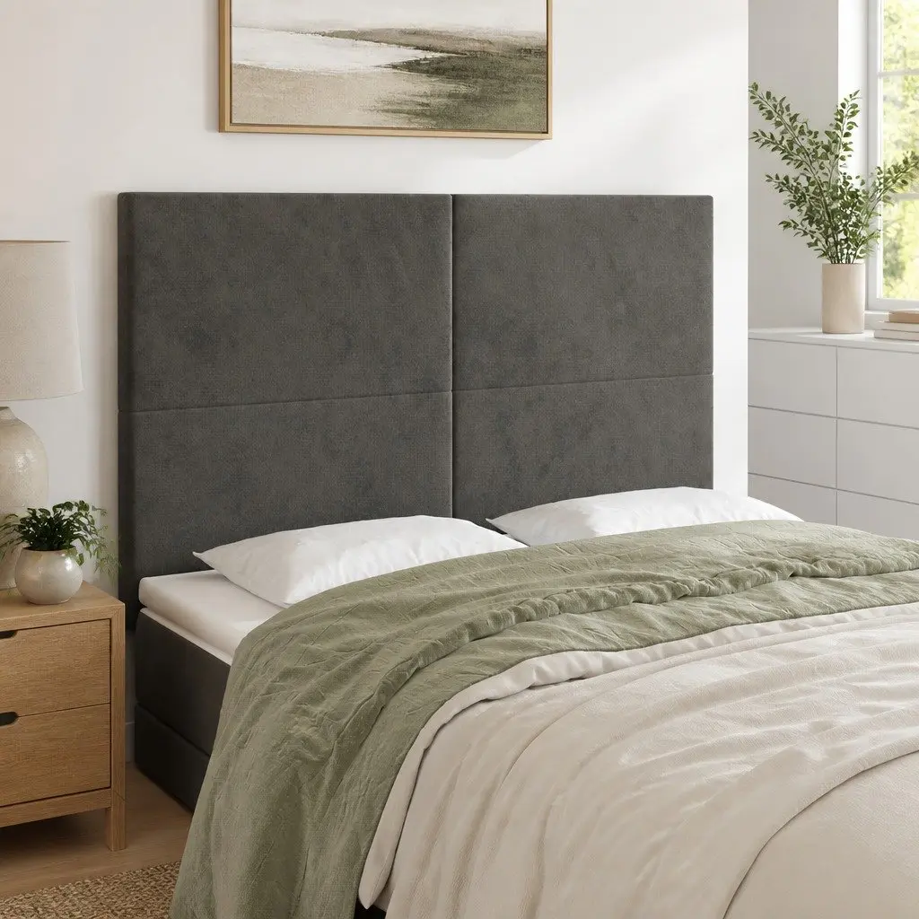LED Headboard 144cm Grey Velvet Bed Backrest Modern Bedroom Furniture Adjustable