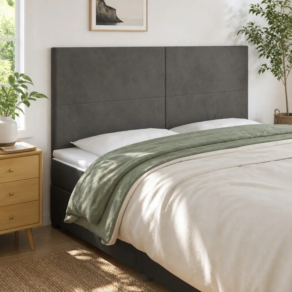 LED Headboard Grey Velvet 160cm with Backrest and Colour Adjustable LED Lighting