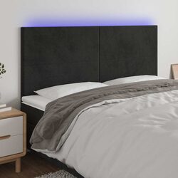 Practical Black Velvet Headboard with LED Lights for Comfort