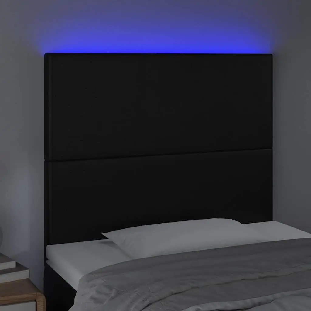 LED Headboard 100 cm Black Faux Leather Modern Bedroom Bed Backrest Adjustable