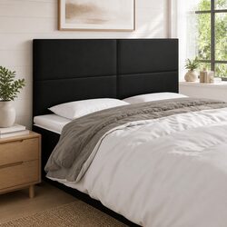 LED Headboard 200 cm Black Faux Leather Bedroom Wall Mount Upholstered Panel