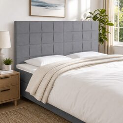 LED Headboard Grey 160cm Fabric Bed Backrest with Adjustable Colourful Lights