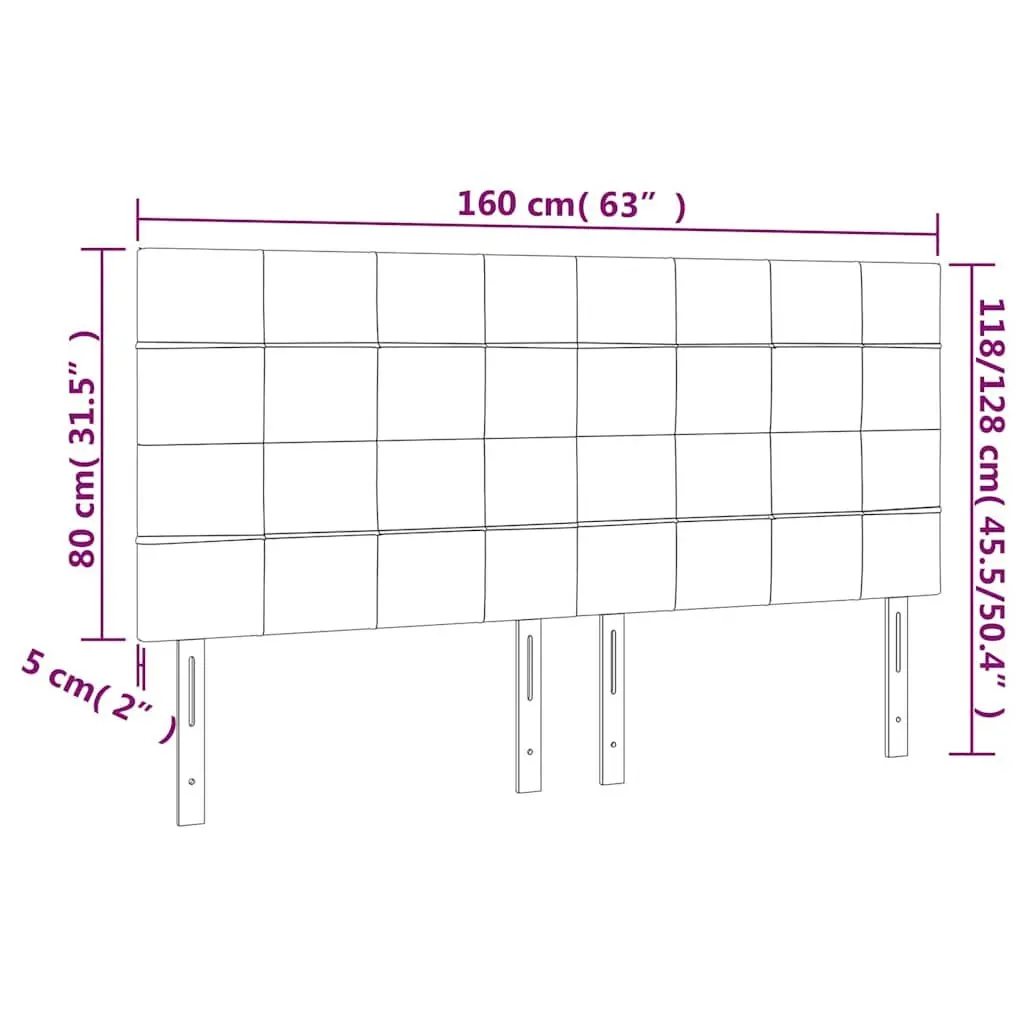 LED Headboard Fabric 160cm Grey with Adjustable Colourful Lights