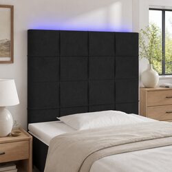 LED Headboard Black 80cm Velvet Bedroom Modern Backrest Support Adjustable