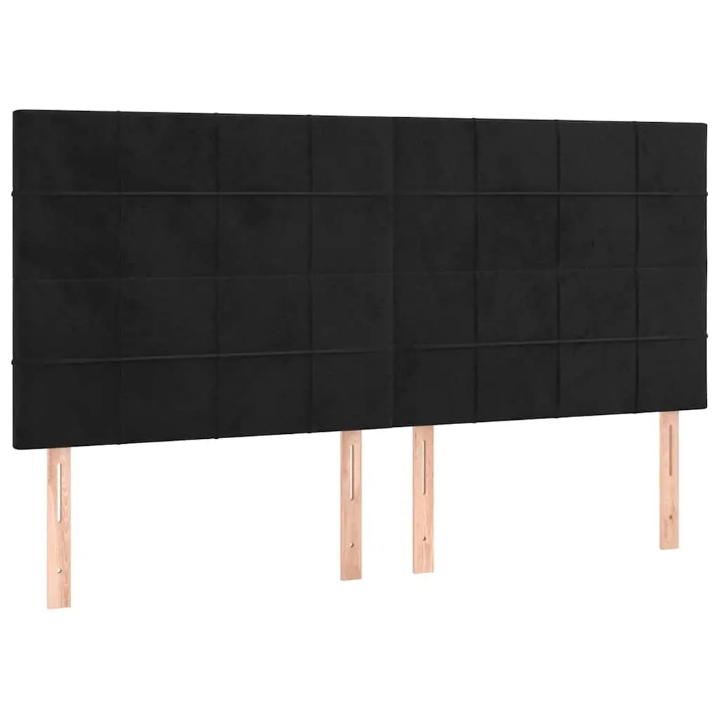 LED Headboard Black Velvet Adjustable Height Bedroom Furniture Modern Design